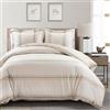 Lush Decor Set copripiumino reversibile in cotone a righe da 3 pezzi, neutro, per letto queen size