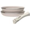 San Ignacio Set di 2 padelle Ø24Ø28 cm in alluminio pressato con rivestimento ILAG + manico estraibile Click&Cook, adatto a induzione, antiaderenti, senza PFOA, lavabile in lavastoviglie e forno