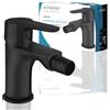 HOMSSY Rubinetto monocomando per bidet - corpo in ottone, finitura nera opacha, perlizer orientabile, design elegante e funzionale (nero)