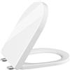 Litake Copriwater con abbassamento automatico, sedile WC con funzione Quick Release e cerniere regolabili, coperchio WC in UF Duroplast, forma a D, bianco