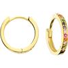 Old English Jewellers Orecchini a cerchio in oro giallo 9 ct su argento con zaffiro arcobaleno