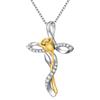 Miaofu Collana Croce Donna Argento 925 Collana Infinito Rosa Donna Croce Ciondolo Catena Oro