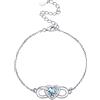 PROSILVER Bracciale Donna Kidult 925 Bracciale in Argento 925 Donna con Acquamarina Marzo Bracciale Argento Rigido Infinito Cuore Pietra