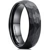 King Will Anelli da uomo in tungsteno da 6 mm 8 mm blu nero placcato argento martellato fede nuziale da uomo regali per lui vestibilità comoda, S 1/2(60.8mm), Carburo di tungsteno, Non pietra preziosa