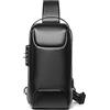 FANDARE Antifurto Zaino Monospalla Uomo Borse piccole a tracolla con USB Business Borsa a Spalla Impermeabile Stile auto sportive per Scuola Outdoor Ciclismo Viaggio Multitasche Piccolo Zaino Nero A
