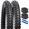 YunSCM 2Pcs Pieghevole 20 pollici pneumatici 20x2.25 ETRTO 58-406 e 2Pcs 20 pollici Camera d'aria AV32mm valvola Schrader, compatibile Bicicletta 20x2.20 20x2.25 20x2.30 Copertoni e Camera d'aria