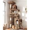 Globlazer Albero Tiragraffi Alto 178 cm con Amaca, 2 Grotte, Piattaforma Imbottiti, Tiragraffis Sisal Peluche, Giocattoli, Stabile Tiragraffi ad Angolo per Gatti Grandi Adulti (F70 Pro, Leopardo)