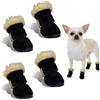 CHONGQILAO Scarpe per Cani Inverno, 4 Pezzi Stivali per Cane, Scarpe Antiscivolo per Cani, Stivali Neve Cane, Scarpette Cane Antiscivolo e Caldo, Adatto per Cani di Piccola, Mediae e Grande Taglia (Nero, M)