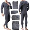 Qollection Set termico intimo unisex ultra morbido leggero lungo set con base foderata in pile ad asciugatura rapida, strato invernale sci caldo grigio scuro, Parte superiore., L