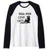 Regali per gatti I veri uomini amano i gatti, un regalo divertente per gli Maglia con Maniche Raglan