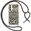 ZhuoFan Custodia con Cordino per Samsung Galaxy A25 5G 6,5, Trasparente Aesthetic Leopard Disegni Cover con Collana Morbido Telaio in Silicone TPU Rigido PC Bumper Antiurto Case con Laccio, 02