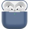 Nemteur Custodia per Airpods 4, Case Protettiva Sottile in Silicone per AirPods 4th 2024 (USB-C) Cover in Silicone Visibile con LED Frontale, Navy Blu