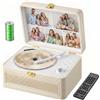 Gueray Lettore CD Pelle Portatile con Altoparlanti 3600mAh Ricaricabile Bluetooth per Arredamento Casa, Regalo Festival Design Valigetta Retro con Telecomando, Supporta USB AUX