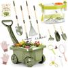 Dreamon Carriola per Bambini 17PCS - Set Giardinaggio Bambini con Attrezzi Lunghi e Corti, Guanti, Kit Esplorazione con Scatola Insetti, Retino, Lente d'Ingrandimento - Gioco Educativo Esterno 3+ Ann