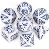 QMAY, Set di dadi poliedrici per Dungeon e Dragons MTG RPG D&D D20, D12, D10, D%, D8, D6, D4 (Bianco Natale)