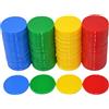 SmartDealsPro - Set di 100 contatori in plastica opaca, 25 mm, con scatola portaoggetti (4 colori: rosso, giallo, blu, verde)