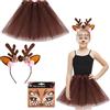 LUYANFX Renna Cerchietti per Capelli, Fascia per Corna di Renna Natalizia con Adesivi Viso, Cerchietto con Corna di Cervo, per Donna Ragazza Natale, Carnevale, Capodanno Festa, Mascherata (C)