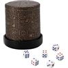 KQDRAVINE Tazza cubo di alta qualità, in pelle, 9 cm, con incisione e 6 cubi (marrone scuro)