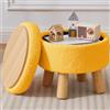 BRIAN & DANY Poggiapiedi con contenitore, piccolo ottomano portaoggetti, sgabello rotondo in pile Teddy con coperchio, poggiapiedi Sherpa con gambe per soggiorno, ingresso, giallo