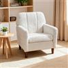 BonVache Poltrona Moderna in Peluche, Poltrona Comfort Imbottita per Soggiorno con Due Tasche Laterali, Ideale per Salotto, Camera da Letto e Stanza di Lettura, Bianco