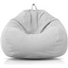 RANJIMA Pouf per bambini e adulti, 100 x 120 cm, sacco per adulti, grande da gioco, XL, rivestimento non imbottito, per interni ed esterni (grigio chiaro)
