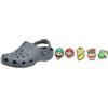 Crocs Classic, Zoccoli Unisex - Adulto, Grigio (Slate Grey), 36/37 EU + Shoe Charm 5-Pack, Decorazione di Scarpe, Super Mario