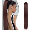 Dcbaboo Coda di Cavallo Extension Capelli Lisci Coda Capelli Extension con Pinza 55cm Posticci per Capelli Dritti Coda Finta per Capelli Sintetici Lunghi Ponytail Naturale, Castano misto Auburn scuro