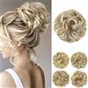 JJstar Chignon - Parrucca per capelli ricci, elastici in finta pelle | Capelli ondulati grandi e dall'aspetto naturale per creare un panino voluminoso per donna e ragazza bionda sporca