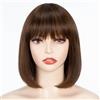 FASHION IDOL Parrucca bob in capelli veri con frangia per donne di colore, capelli corti e lisci, parrucche bob corte nere senza colla, realizzate a macchina