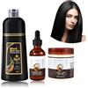 O'RMEAS Colore nero, 500 ml, shampoo colorante per capelli + 50 ml di olio di batana + maschera per capelli da 300 g, shampoo anti-grigio, set per la cura dei capelli unisex