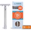 MERKUR Rasoio 25C | classico con pettine dentato cromato lucido | rasoio a tre pezzi con taglio dritto | pettine aperto | ideale per rasatura a umido | zinco pressofuso | manico in ottone | Made in