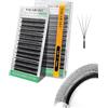 NAGARAKU Narrow 4D W Ciglia Finte Prefabbricate Volume Naturale Soffici Compatte A Lunga Tenuta Spesse Leggere Comode Pre-Formate A Ventaglio Weave Strette W Lash Cluster Nero Opaco (0.07mm C 14mm)