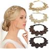 PARXITN Fluffy - Fascia per capelli da donna, 4 fili, regolabile, intrecciata, per donne, capelli sintetici, intrecciata, elastica, colore marrone