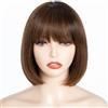 FASHION IDOL Parrucca bob in capelli veri con frangia per donne di colore con capelli corti e lisci Parrucche bob corte nere senza colla realizzate a macchina