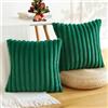 Soleebee Set di 2 federe decorative in velluto morbido, in pelliccia artificiale, per divano, camera da letto, casa, auto, 50 x 50 cm, verde profondo