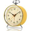 Bcuuozeeing Sveglia analogica in stile retrò, senza ticchettio, 4,3, rotonda, analogica, con luce notturna e snooze, funzionamento a batteria, forte per chi dorme profondamente, bambini, anziani, sveglia