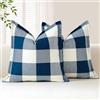 Sungeek - Set da 2 federe per cuscino Buffalo Plaid Tartan, federe decorative a scacchi per Natale, per divano, camera da letto e soggiorno, 50x50 cm (Blu marino)