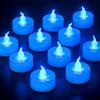Yakpo Confezione da 24 lumini a LED blu batteria, senza fiamma, fiamma tremolante, candele votive elettriche finte per nozze, decorazioni natalizie Halloween