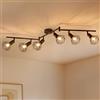Gr4tec Faretti LED Soffitto 6 Luci, Lampadario da Soffitto Vintage Industriale, Faretto LED Interno Orientabili E14, Binario Faretti Nero per Soggiorno Cucina Cameretta, Senza Lampadine