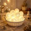 YeahBoom 300CM 20LED Ghirlanda Luminosa Cotone LED,Palline Decorativ Catena Luminoso Interno,Ghirlanda Luminosa Cameretta Bambini,per Balcone Festa Matrimonio Vacanze Decorazione Interna
