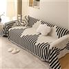 VanderHOME Copridivano Super Soffice, Copridivano 3 posti, Plaid divano Decorativa a Motivo Artistico con Frangia per Divano/Letto/Esterno 180 * 460cm-Nero