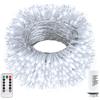 DBFAIRY Catena luminosa da esterno a batteria 20M, 200 LED Catena luminosa a batteria con timer e telecomando, Impermeabile Illuminazione natalizia Cavo trasparente per interni Natale Party Matrimonio