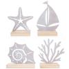 Logbuch-Verlag Set decorativo marittimo in legno e metallo - corallo + nave a vela + stella marina + conchiglia - spiaggia vacanza bagno decorazione
