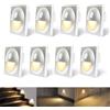 Lam(MS)pen 8pcs 0,6W Applique LED da incasso per scale Bianco Caldo 3000K Segnapasso LED Luci scale da incasso con Sensore di Movimento per scatola rotonda da 60mm 230V argento per Interno