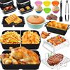 HLEIUKT Accessori per friggitrice ad aria calda per Ninja Foodi AF500EU/COSORI 10L, Silicone per Ninja Foodi FlexDrawer Friggitrice Riutilizzabile Contenitori per Friggitrice (1 * 10,4 l+2 * 5,2 l)