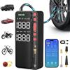 Demkia Compressore Aria Portatile, 10000mAh Mini Compressore Aria Auto 150 PSI Gonfiatore Elettrico a Batteria con Tutte Le Valvole, Luce LED per Auto, Moto, Bicicletta, Palla