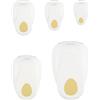 Vaessen Creative Fustellatrice per Carta Set 5 pz-Uovo-Ø 50, 37,5, 25, 15 e 9,5 mm-Accessori per Fai da Te Pasqua, Scrapbooking e Biglietti, Bianco-Oro, 5 unità