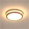 Goeco Plafoniera LED in Legno, 24W 2700LM Ø30cm Lampada da Soffitto Moderna Rotonda, Lampadario LED Soffitto per Camera da Letto Soggiorno Cucina Studio, 3000K Luce Bianca Calda