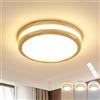 Goeco Plafoniera LED Soffitto Dimmerabile, 24W Lampada da Soffitto con Telecomando, Plafoniera Moderna en Legno per Camera da Letto, Soggiorno, Cucina