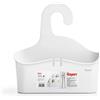 Rayen - Cesta Doccia Colgante con Gancio Frontale, Drenaggio e Design Senza Fori per Bagno, Multiuso, 28 x 8 x 28 cm, Bianco